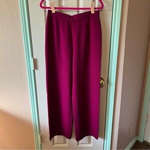 St. John Collection Fuchsia Wool Wide Leg Pants Size Medium